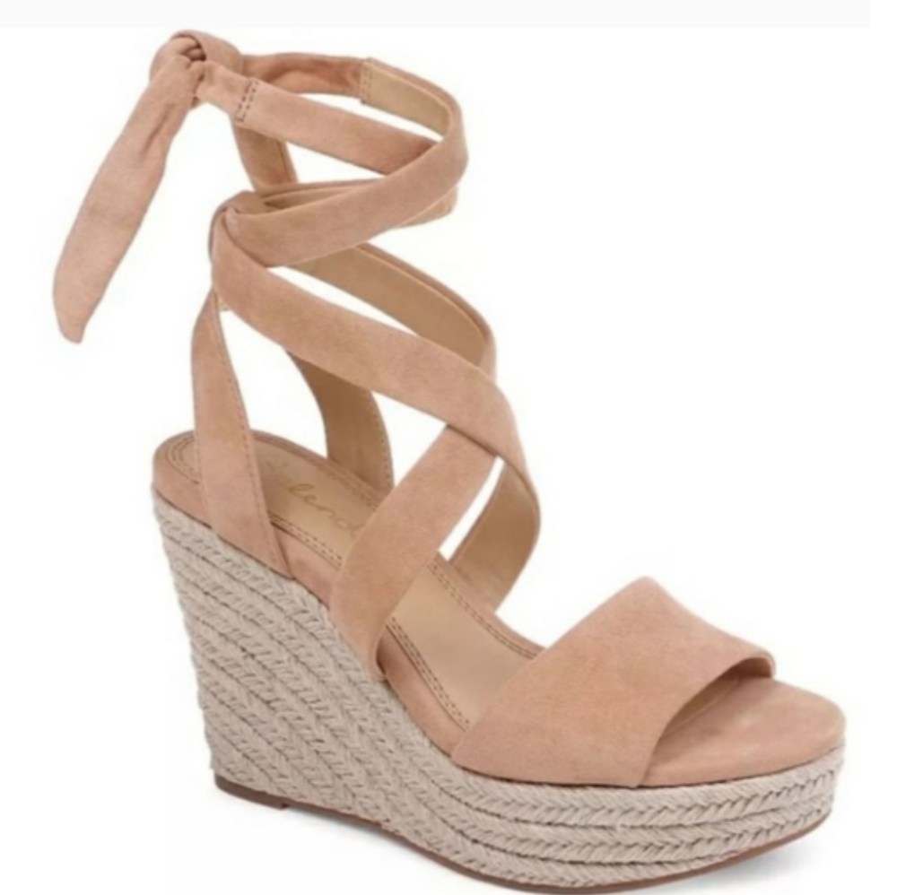 NEW Splendid Tan Tessie Ankle Wrap Suede Wedge